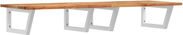 vidaXL Waschbeckenregal zur Wandmontage aus Stahl und geöltem Akazienholz in Weiß und Braun - Bild 1