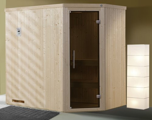 WEKA Elementsauna Varberg 1 ohne Ofen mit Glastür in Beige, B/H/T: 194 x 199 x 144 cm - Bild 3
