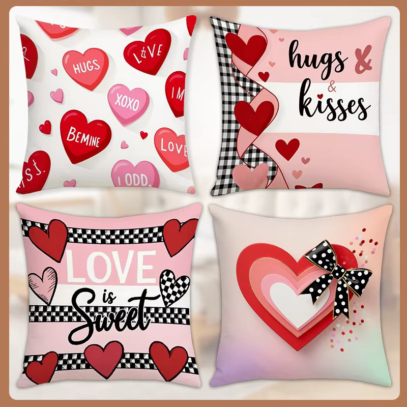 VIKAMA Dekorativer Kissenbezug Liebesbrief Valentinstag in Rosa, B/B/B: 30 x 30 x 30 cm - Bild 5