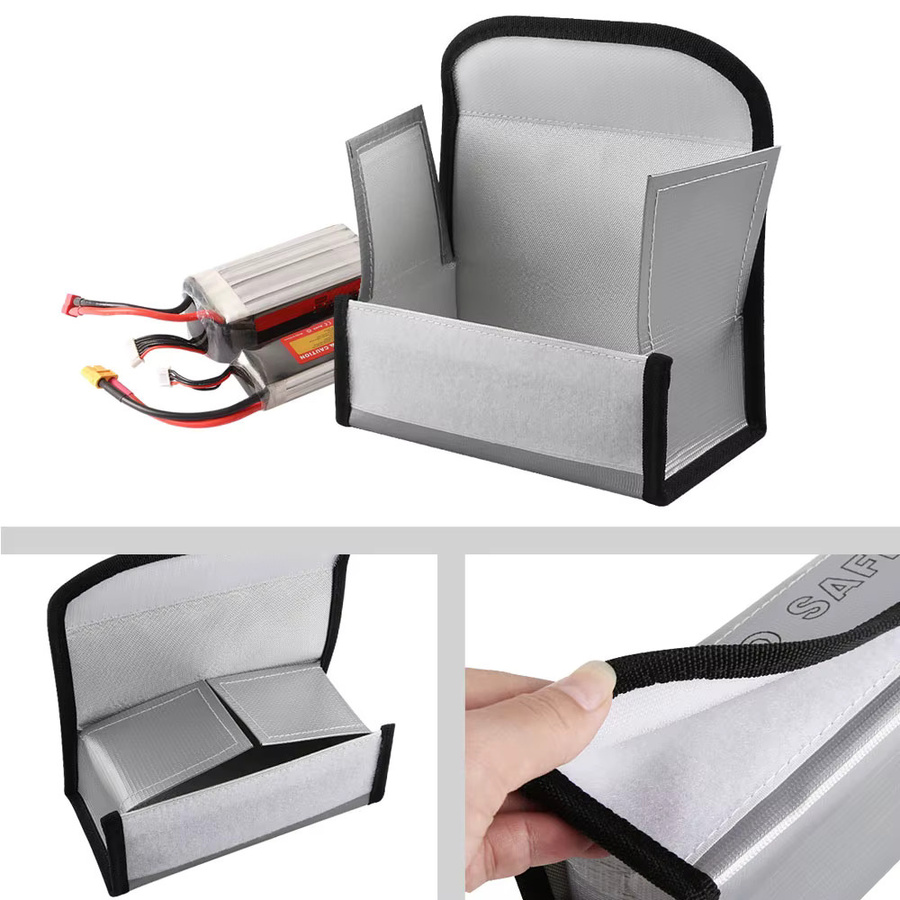 HawkSpeed Lipo Batterie Sicherheits Tasche in Grau, wasserdicht und feuerfest, B/T/H: 185 x 75 x 60 mm, explosionsgeschützt für RC FPV Renn Drohnen - Bild 3