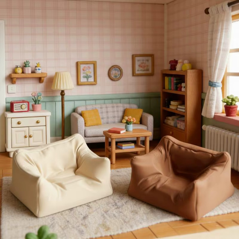 ouhoe Miniatur-Sofa-Modell, Puppenhausmöbel, beige, Zubehör - Bild 2
