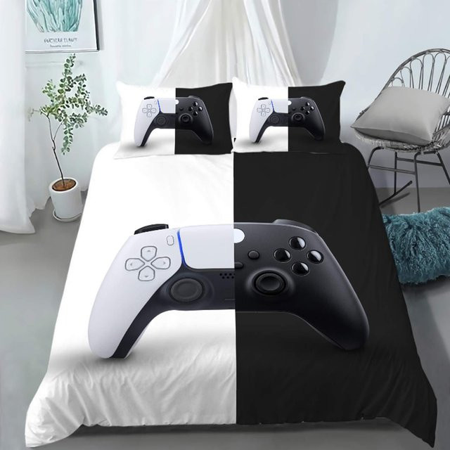 Flylo Bettwäsche-Set mit Spielcontroller-Motiv, weißes Microfaser-Bettwäsche-Set bestehend aus Bettbezug und Kissenbezügen, B/H: 100 x 135 cm - Bild 1