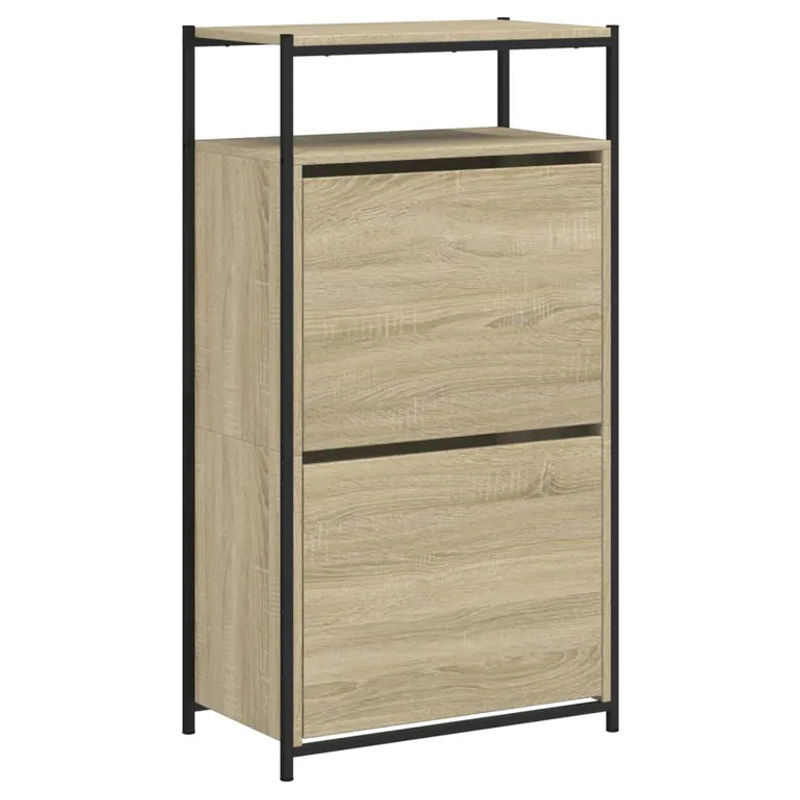 Vidaxl Schuhschrank aus Holzwerkstoff in Sonoma-Eiche mit Drehtüren, B/T/H: 60 x 34 x 112 cm - Bild 4