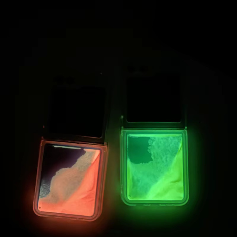 Transparente nachtleuchtende Quicksand Handyhülle mit Farb-Kollision für Samsung Galaxy Z Flip 7 6 5 4 3 in Blau und Rot - Bild 2
