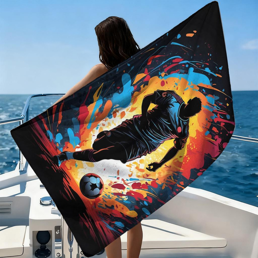 Ka Chen Muda Fußball Strandtuch mit klassischer Schießhaltung, super saugfähig, Breite: 40 cm, Höhe: 60 cm - Bild 6