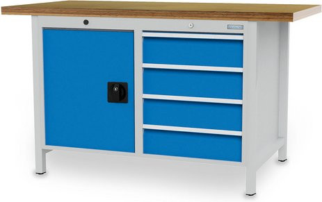 Bedrunka + Hirth Kastenwerkbank aus Stahl und Holz in Grau, B/H/T: 150 x 85,9 x 75 cm - Bild 1