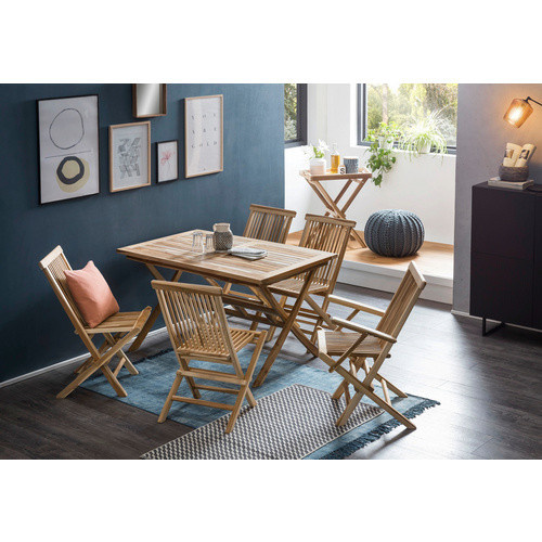 Möbilia Gartensessel aus Teakholz in Beige, Breite: 55,5 cm, Höhe: 89 cm - Bild 1