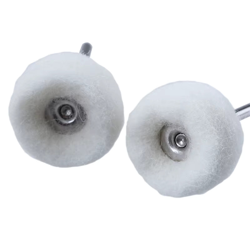 20 Stück Woll-Polierköpfe mit feinem Schaft zum Schleifen und Polieren von Metall und Schmuck in Weiß - Bild 2