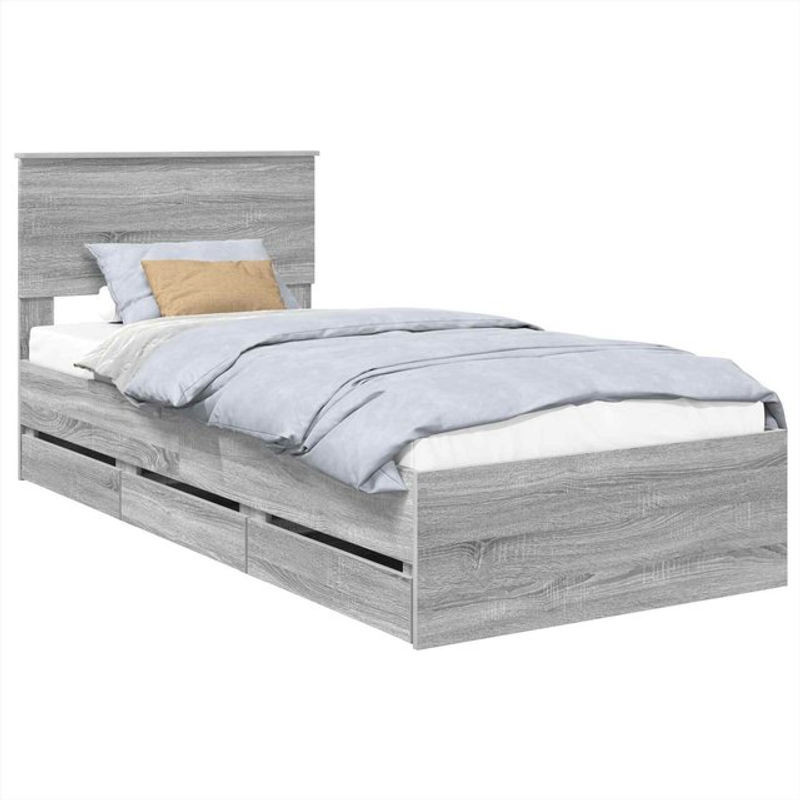 Modernes Funktionsbett vidaXL aus Holzwerkstoff in Grau, B/T/H: 100 x 200 x 90 cm - Bild 1