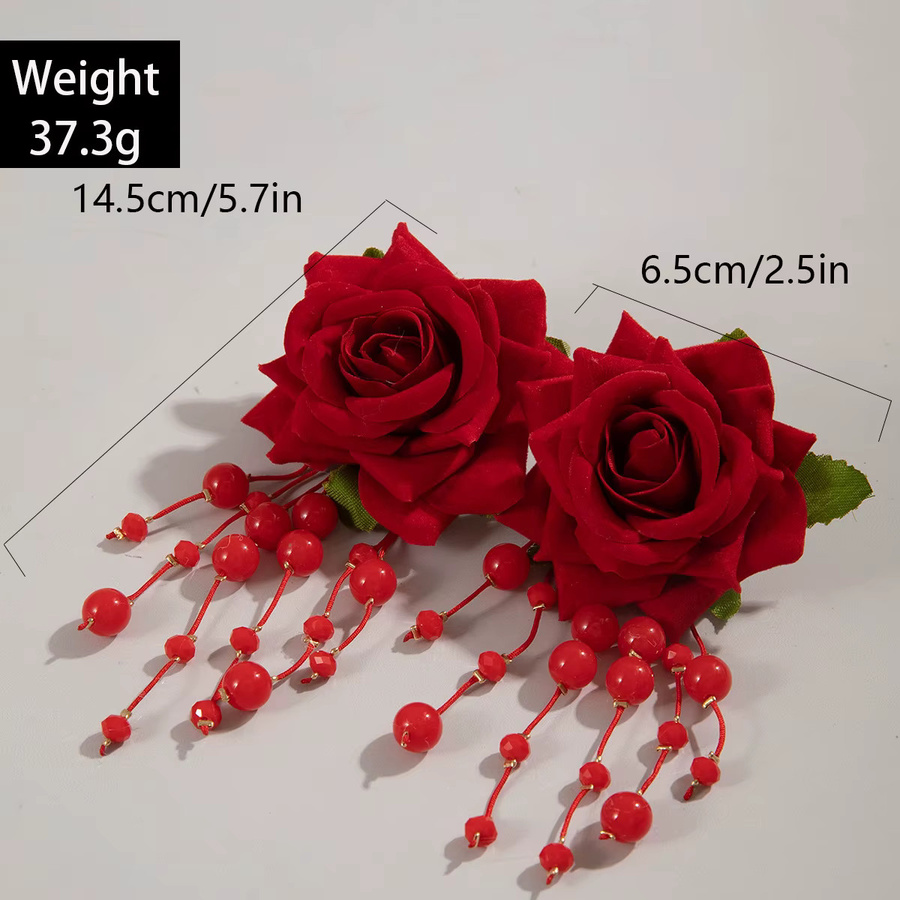 DINGABIYU Ohrringe, bunte 3D-Rosenblüten - Bild 2