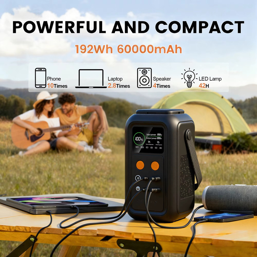 CTOLITY AXP200 Tragbare Powerstation Solargenerator mit 200W Leistung, 192Wh Kapazität und 60000mAh LiFePo4 Akku in Schwarz - Bild 2