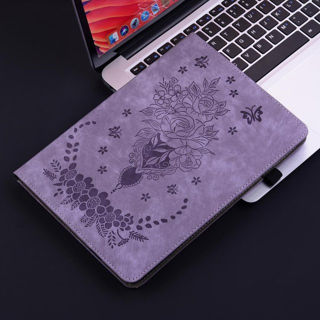 Maymiky Tablet Hülle für Redmi Pad Pro 12,1 Zoll (2024/2025) mit 3D Rosenblüten Design, Wallet Stand Hülle mit Kartensteckplatz, Violett - Bild 1