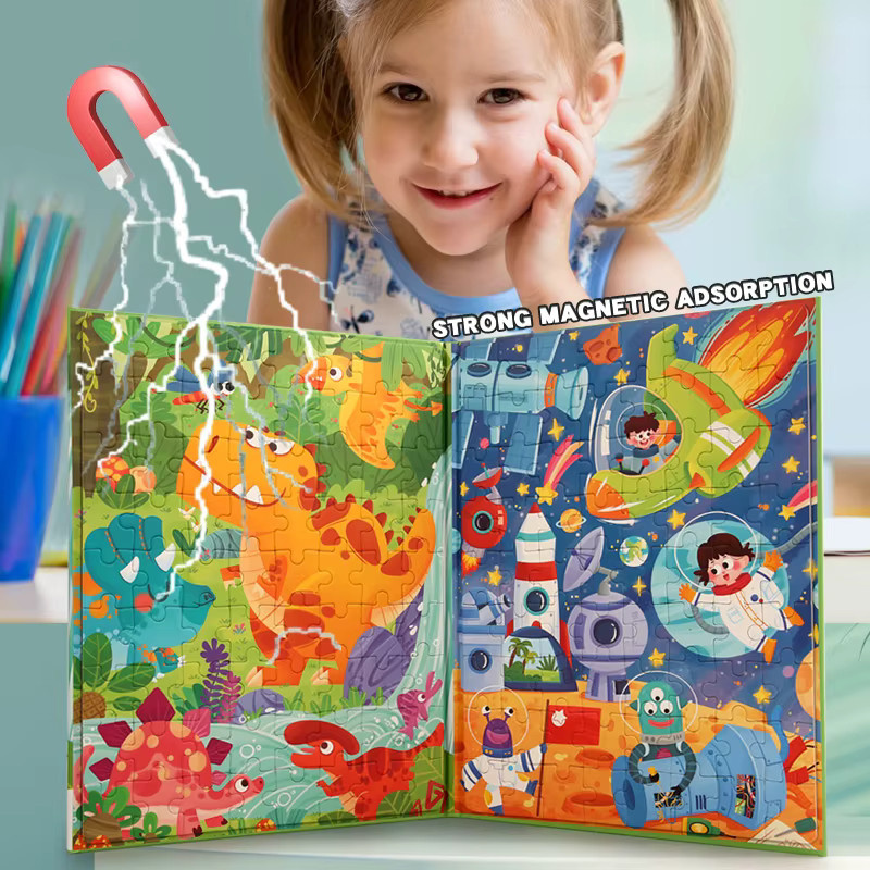 Datgo Holz Puzzle Magnetisches 3D-Rätsel Buch Lernspielzeug ab 3 Jahren - Bild 3