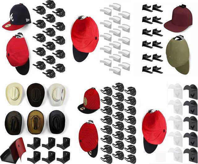 CH CACILLO 10er Set Selbstklebende Baseball Kappe Haken aus Kunststoff zur Wandmontage als Hut Organizer für dein Zuhause - Bild 1