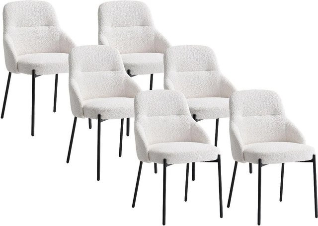 Vente-unique Stuhl Liamona in Weiß mit Bouclé-Bezug und Armlehnen - Bild 1
