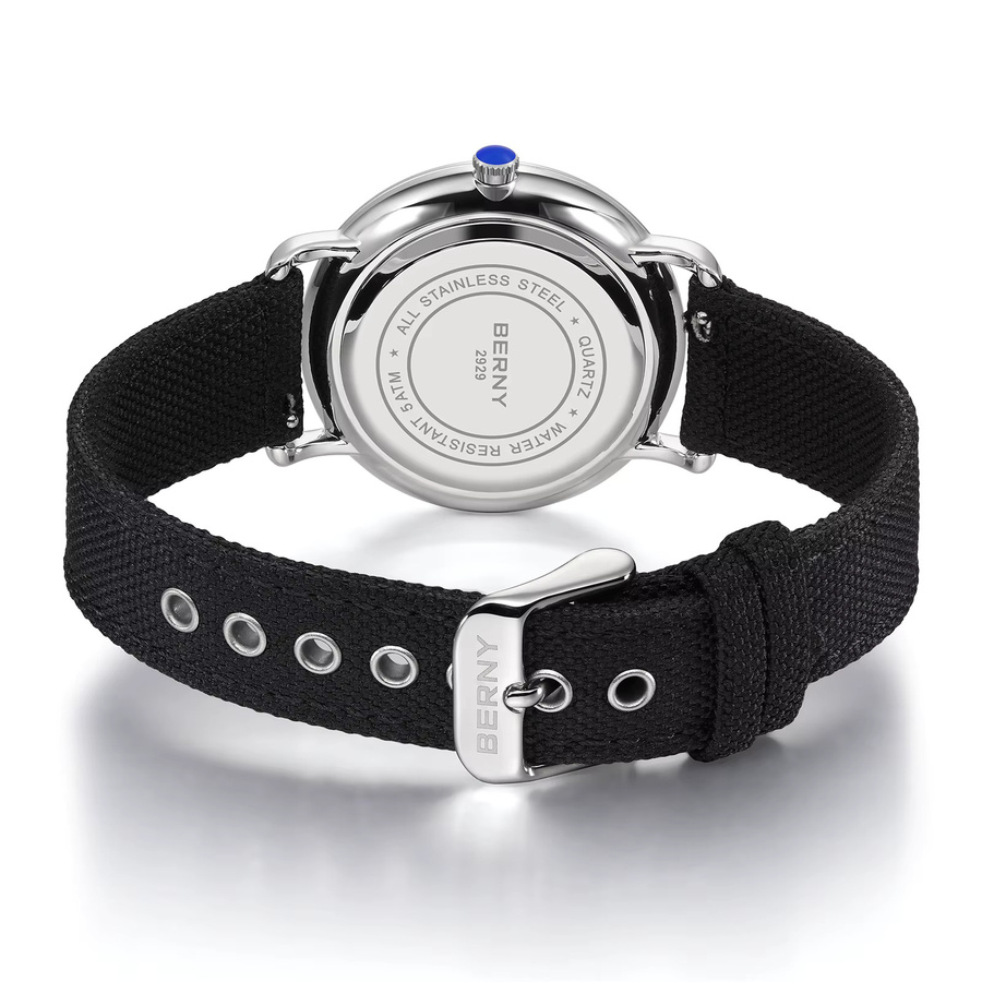BERNY Armbanduhr Quarz, Edelstahl, Textil/NATO, Schwarz, Herren - Bild 6