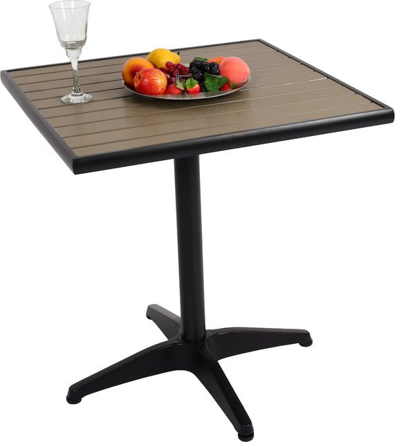 Gartentisch MCW J95 in Holzoptik aus Aluminium, Schwarz/Grau, B/T/H: 74 x 70 x 70 cm - Bild 1