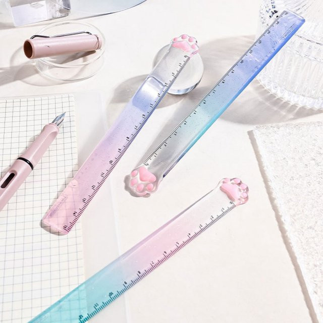 House of Novelty Lineal im Koreanischen Stil mit Katzenpfoten-Design und Farbverlauf, 15 cm, Mehrfarbig - Bild 1
