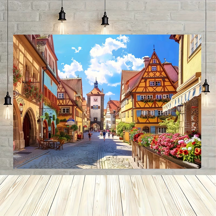 VIKAMA Wandteppich Bayerische Straßenszene Oktoberfest Wandbehang Multicolour B: 40 cm, H: 40 cm - Bild 2