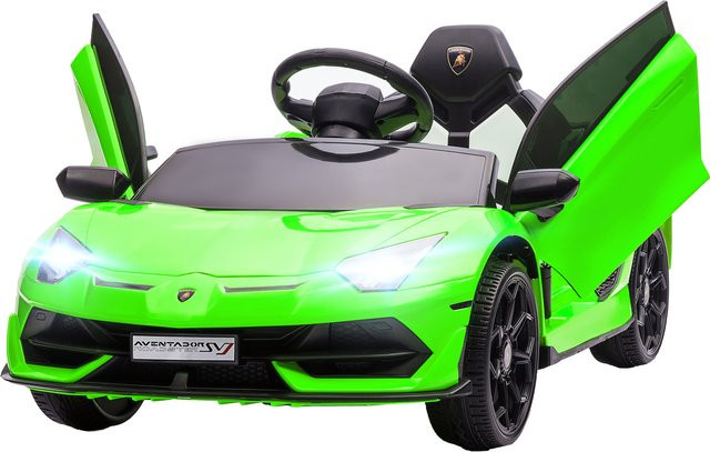HOMCOM Lamborghini Aventador SVJ Elektroauto für Kinder, 12V, mit Flügeltüren, LED-Fernbedienung, Musik, USB, grün - Bild 1