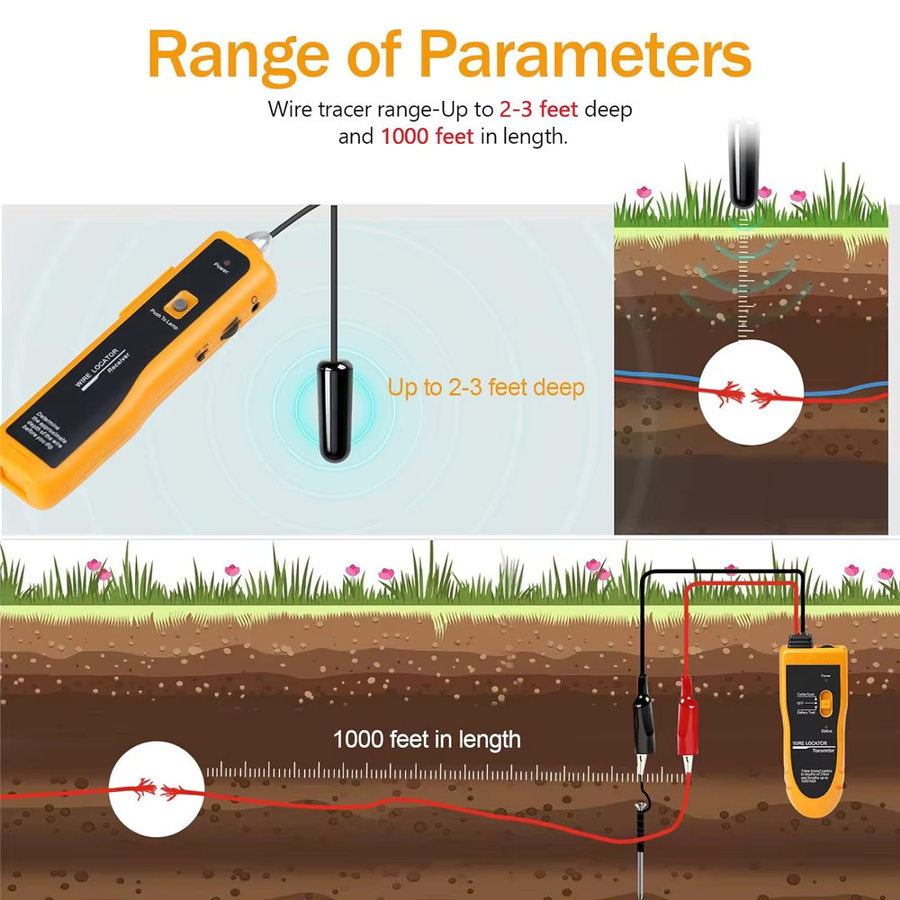 Noyafa NF-816 Unterirdischer Kabel-Tracker und professioneller Kabeltester mit Anti-Interferenz-Funktion in Gelb - Bild 3