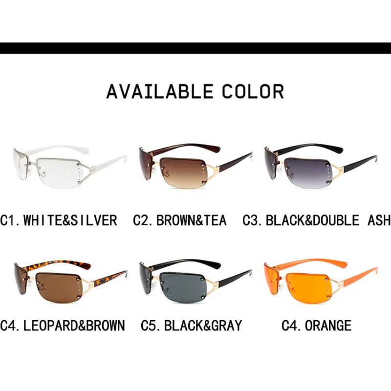 Samjune Sonnenbrille, randlos, rechteckig, Metall, Unisex - Bild 4