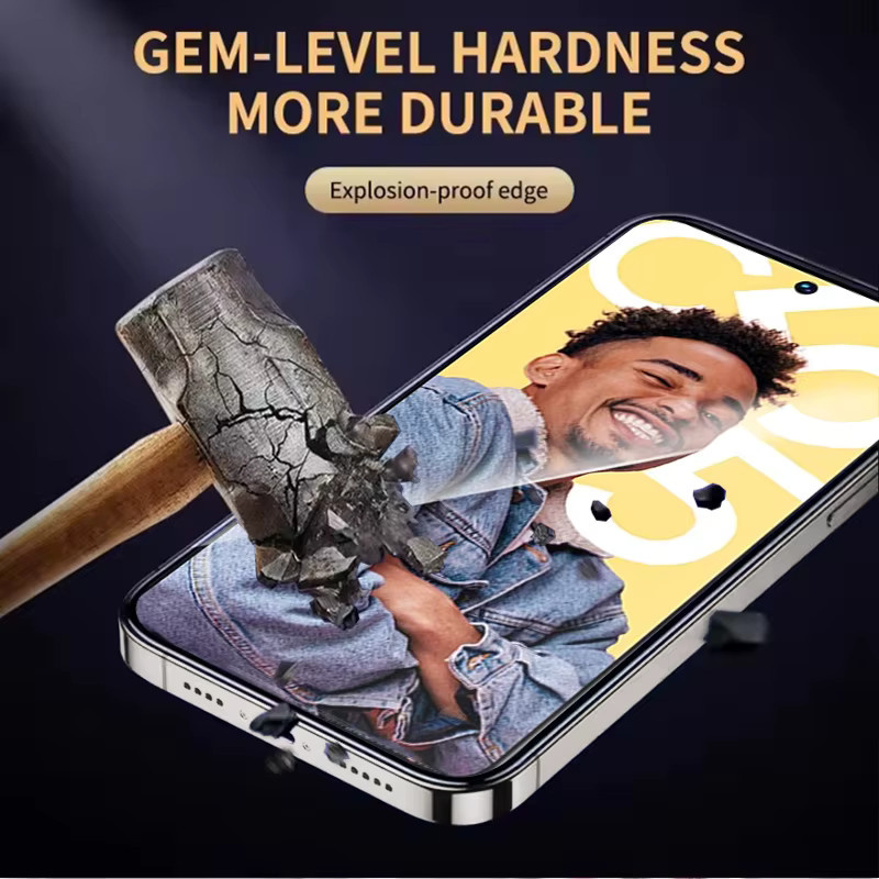 3er-Set Gehärtetes Glas Display Schutzfolie für Realme C55, 9H Härte, Transparent, Vollabdeckung mit Fingerabdruck-Entsperrung - Bild 3