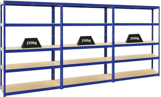 PROREGAL Big Elephant S Schwerlastregal Set aus 3 Stück, Blau, H x B x T: 180 x 120 x 45 cm - Bild 1