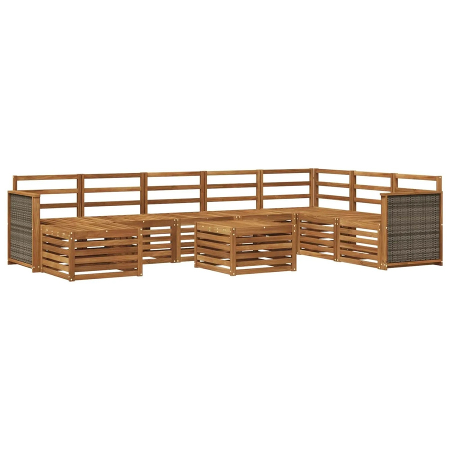 vidaXL Sofagarnitur aus Massivholz Akazie in Braun mit Latten-Design und Armlehnen - Bild 2