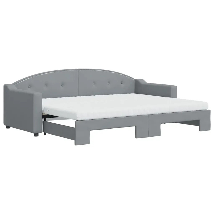vidaXL Tagesbett Ausziehbar mit Matratze in Hellgrau, B/T/H: 200 x 80 x 90 cm - Bild 2