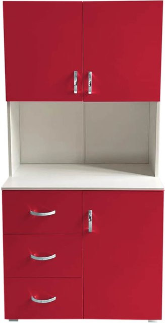 HTI-Living Kinderzimmerschrank in Rot und Weiß mit integrierten Schubladen und Regalfächern - Bild 1