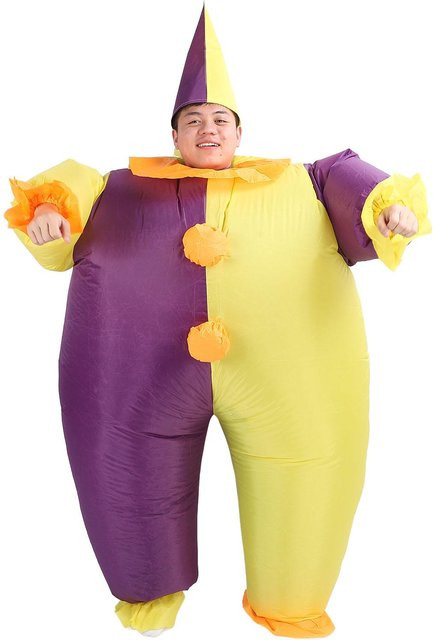 Fishine Aufblasbares Clownskostüm, Joker-Kostüm Anzug, gelb - Bild 1