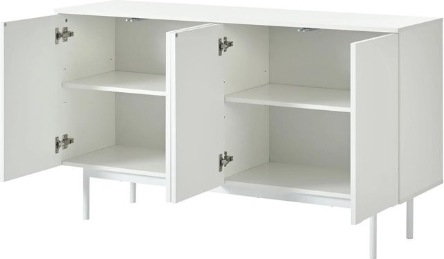 okwish Sideboard mit 4 Türen in Weiß mit Bogenmuster für Esszimmer und Wohnzimmer, B/T/H: 140 x 42 x 80 cm - Bild 1