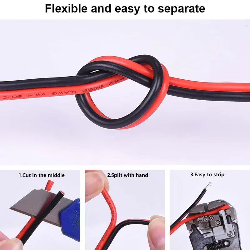 Bytebattle 2-adriges PVC-verzinntes Kupfer-Elektrokabel auf Spule, Rot-Schwarz Doppelparallel-Kabel - Bild 4