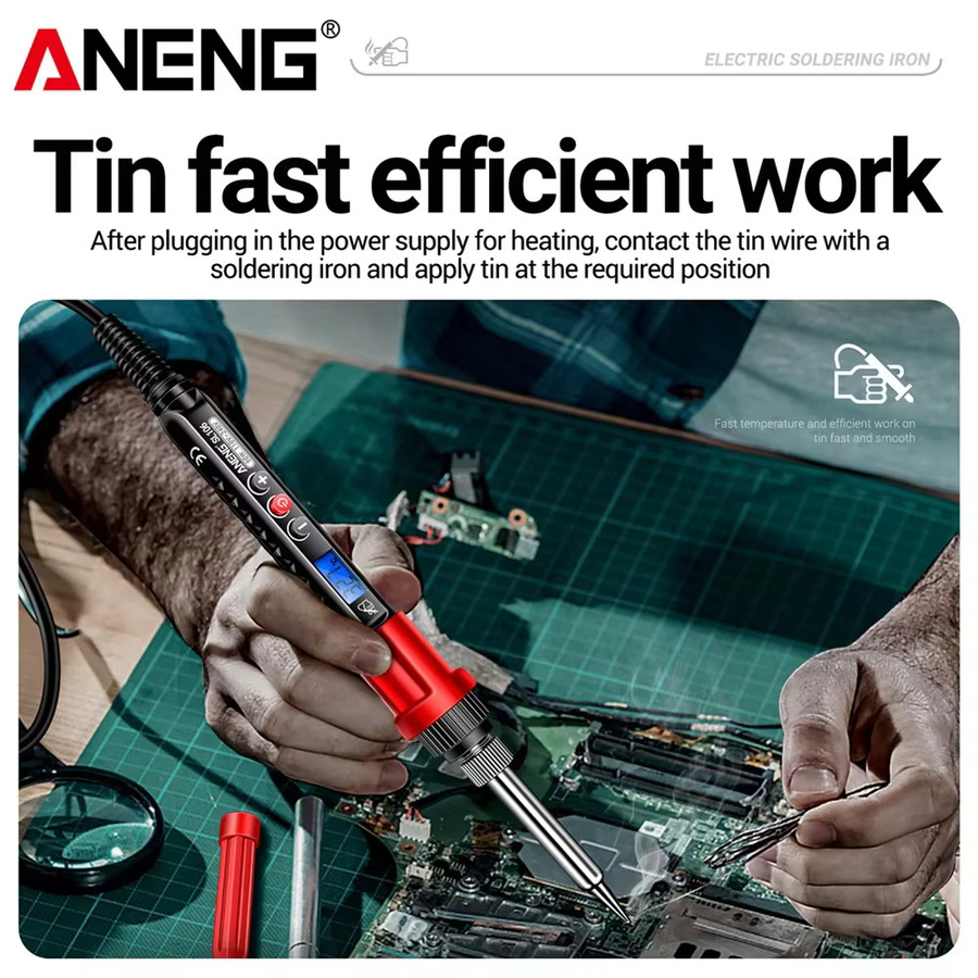ANENG Intelligenter Elektrischer Lötkolben 60W in Rot mit einstellbarer Temperatur von 180°C bis 520°C für Reparatur und Nachbearbeitung - Bild 3