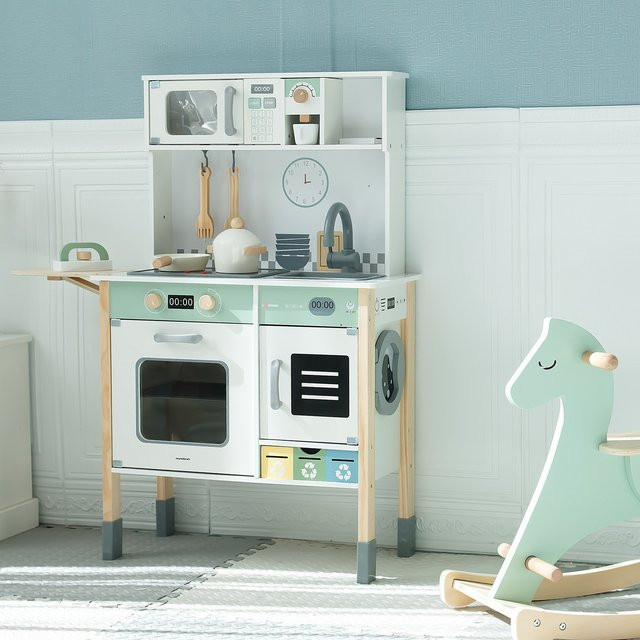 Mamabrum Grote Houten Kinderkeuken met Wasmachine Afwasplank, Set, Holz - Bild 1