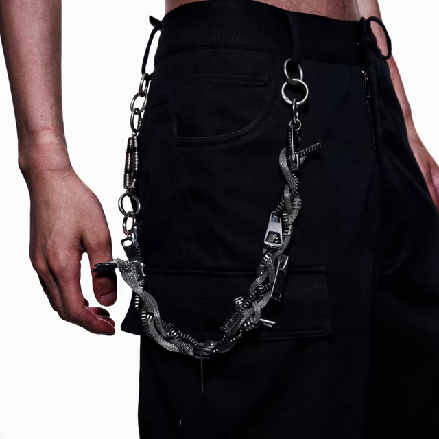 Hosenkette Edelstahl, Silber, Retro-Punk-Stil - Bild 1