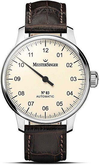 Meistersinger Einzeigeruhr, Automatik, Edelstahl, 43 mm, Leder, Unisex - Bild 1
