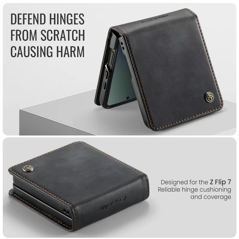 BetopNice Luxus Leder Etui im klassischen Buch-Design für Samsung Galaxy Z Flip 7 5G, Farbe: Braun - Bild 4