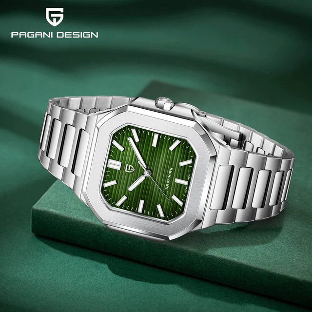 PAGANI DESIGN Armbanduhr, Quarz, Edelstahl, Grün, Saphirglas, Herren - Bild 1