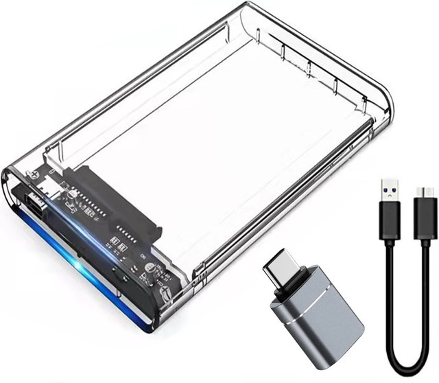 Congdi Externes Festplattengehäuse USB 3.0 für 2,5 Zoll SATA SSD, Transparent, 5Gbps Transferrate - Bild 1
