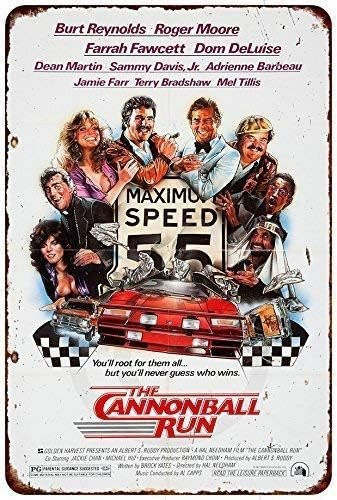 Kexle Blechschild The Cannonball Run Vintage Filmplakat-Reproduktion aus Metall, Mehrfarbig, Breite: 20,0 cm, Höhe: 14,0 cm - Bild 1