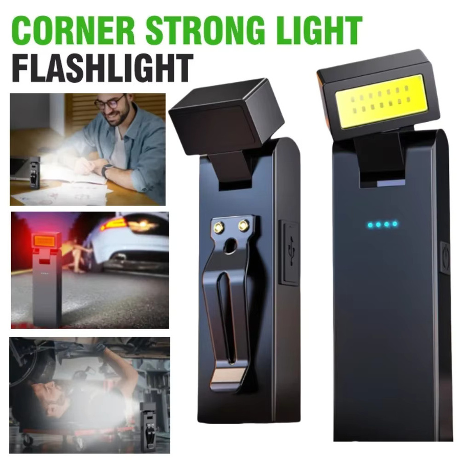 Mini-LED-Taschenlampe mit COB-Arbeitsleuchte, USB wiederaufladbar, Schwarz, mit Schwanzmagnet und 180 Grad drehbarer Funktion für Wartung und Outdoor-Einsätze - Bild 2