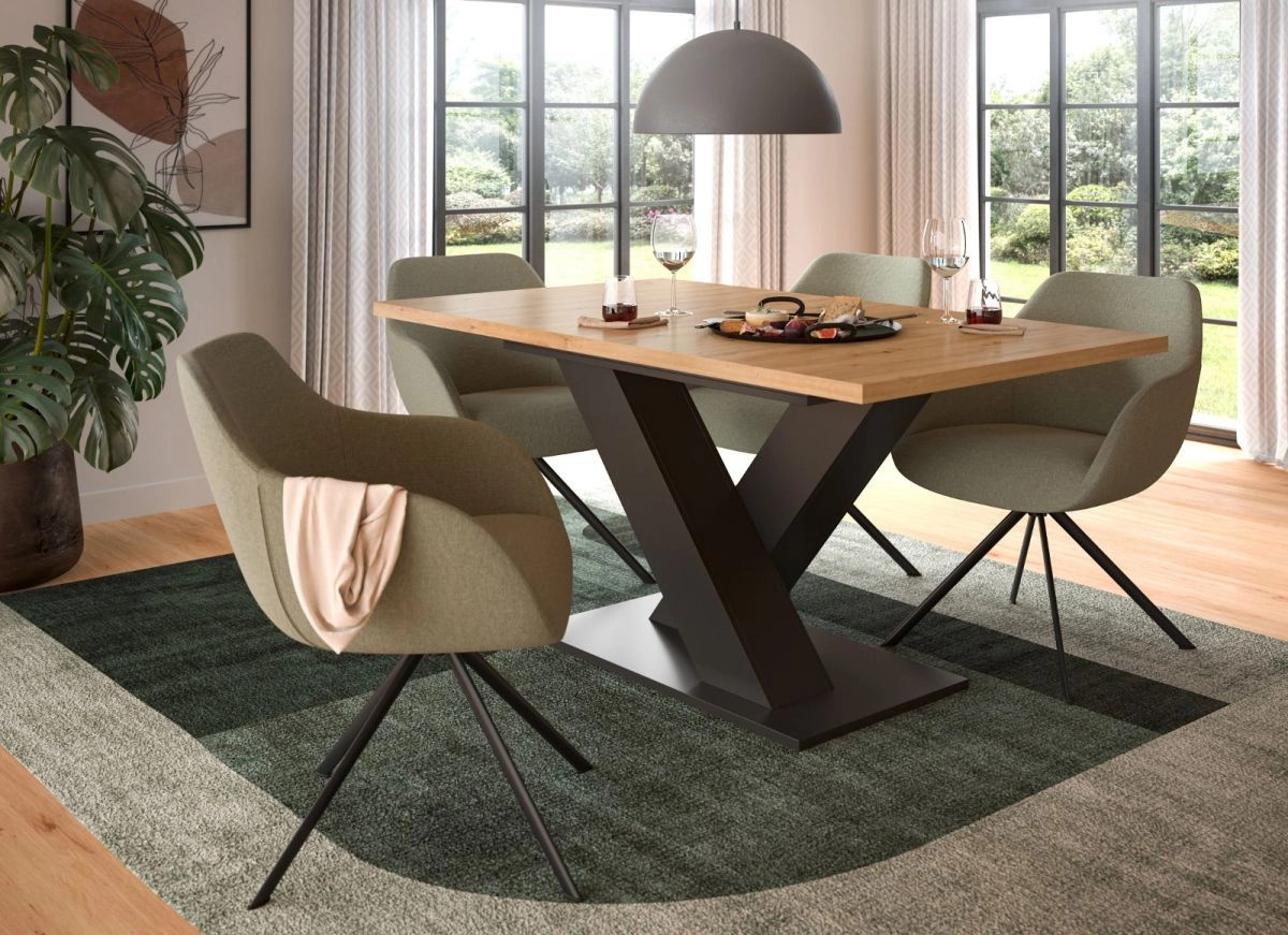 Ausziehbarer Esstisch Inn.Furn in Eiche und Grau, modern und rechteckig - Bild 6