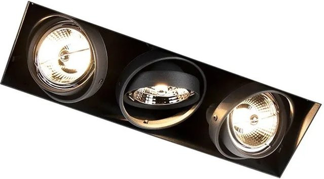 QAZQA LED Einbaustrahler Schwarz, trimmlos, drehbar und kippbar, GU10, 3er Set - Bild 1