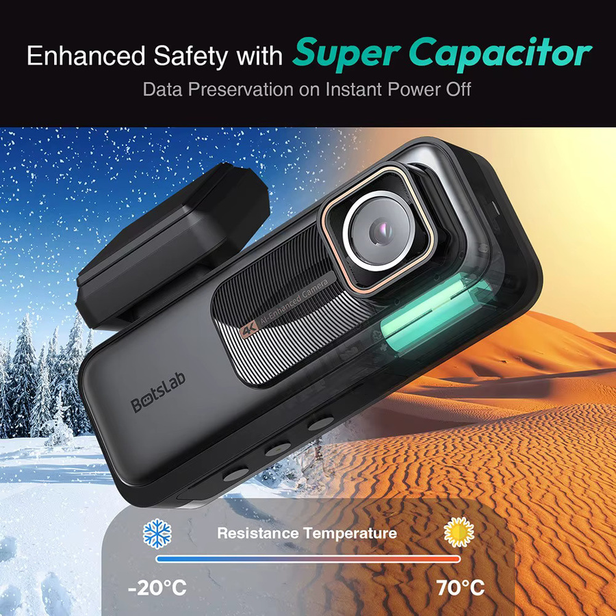 Botslab G980H Dual Dash Cam mit 4K UHD Auflösung, SONY Sensoren, Sprachsteuerung, ADAS, GPS und 5,8 GHz WLAN in Schwarz inklusive 64 GB Karte - Bild 3