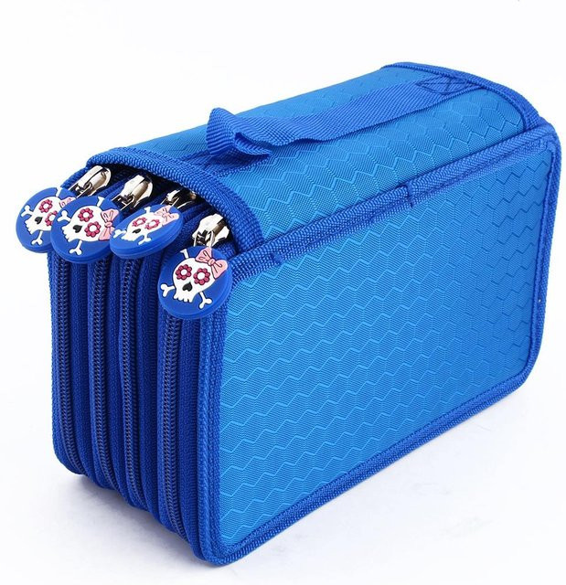 ZJchao Stiftemäppchen mit großer Kapazität für 72 Stifte, mehrschichtiger Stifteorganizer in Blau - Bild 1