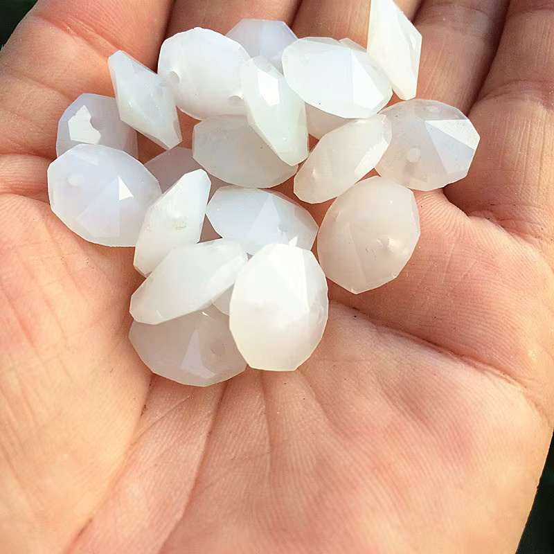 100 Stück TZ Kristall-Jade Achteckperlen aus Glas in Weiß für Schmuckherstellung und Dekoration, Durchmesser: 14 mm - Bild 2