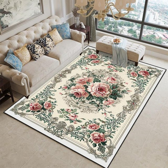 Karpetti Teppich mit Blumenmuster, weich und rutschfest, waschbar, B/T: 120 x 160 cm, Mehrfarbig - Bild 1
