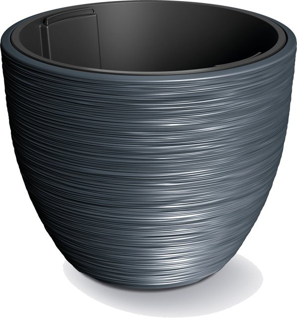 PROSPERPLAST Blumentopf FURU rund mit gerippter Struktur, Anthrazit, B: 44,5 cm, T: 44,5 cm, H: 56,9 cm - Bild 1